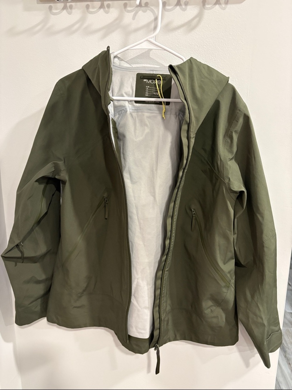 H&M Move Olive Green Utility Jacket with Yellow Pull Tab - Picture 10 of 12